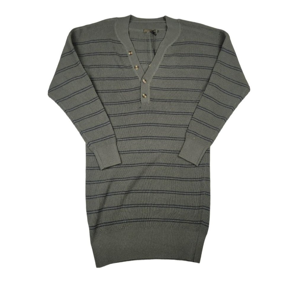 Prana Dress Women's Medium Kale Green Strip Waffle Knit Milani Henley 1961811